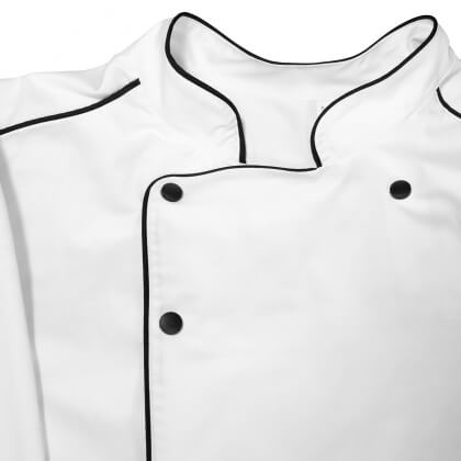 Куртка шеф-повара мужская белая на кнопках рукав длинный с отворотом черный кант [000024 р.50] ЛФ - интернет-магазин КленМаркет.ру
